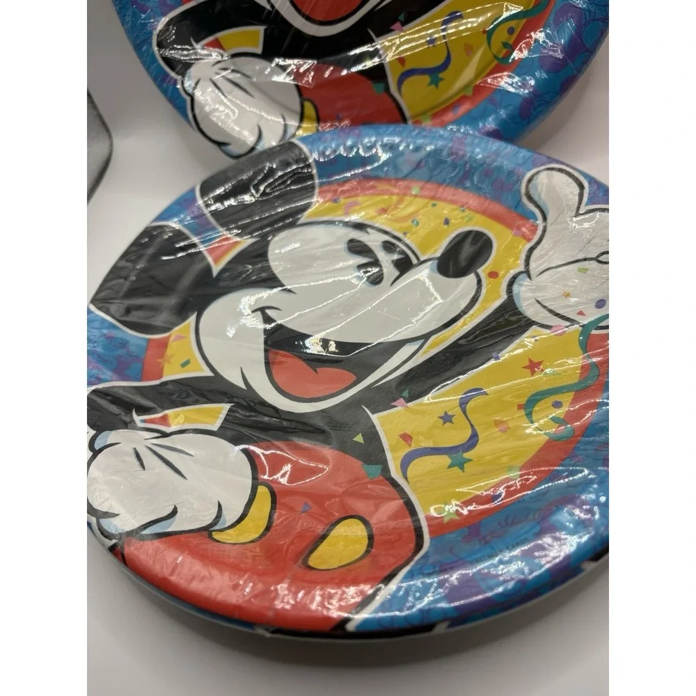Vtg Party Express Hallmark Mickey Mouse Confetti Birthday Plates, Cups& Confetti